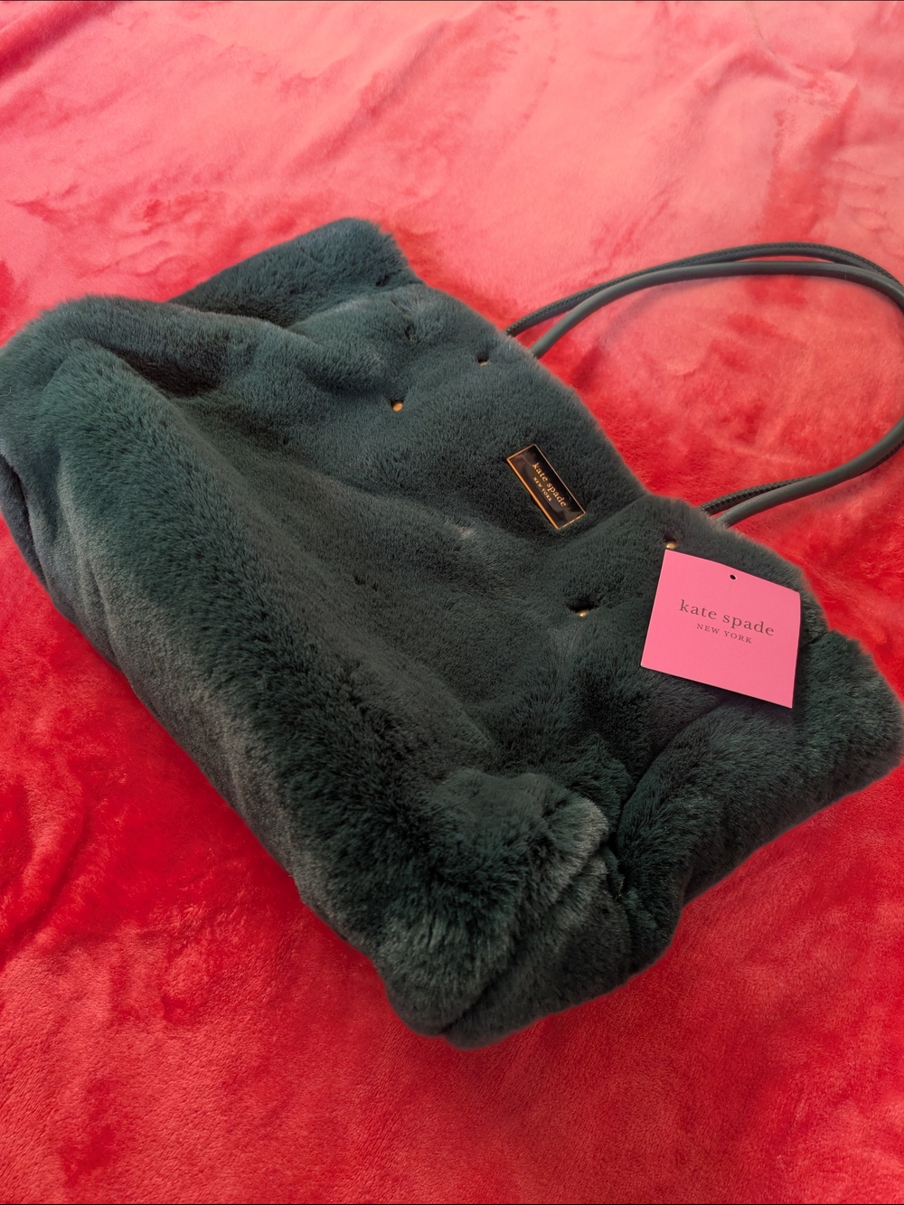 Kate Spade Everything Tote Faux Fur Medium Tote In Pine Grove - Picture 3 of 12
